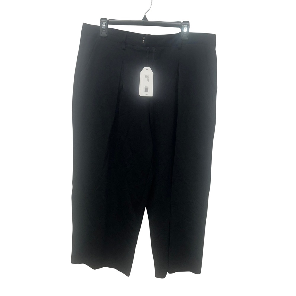 Universal Standard Ponte Culottes Black Pleated Cropped Pants Size S 14/16